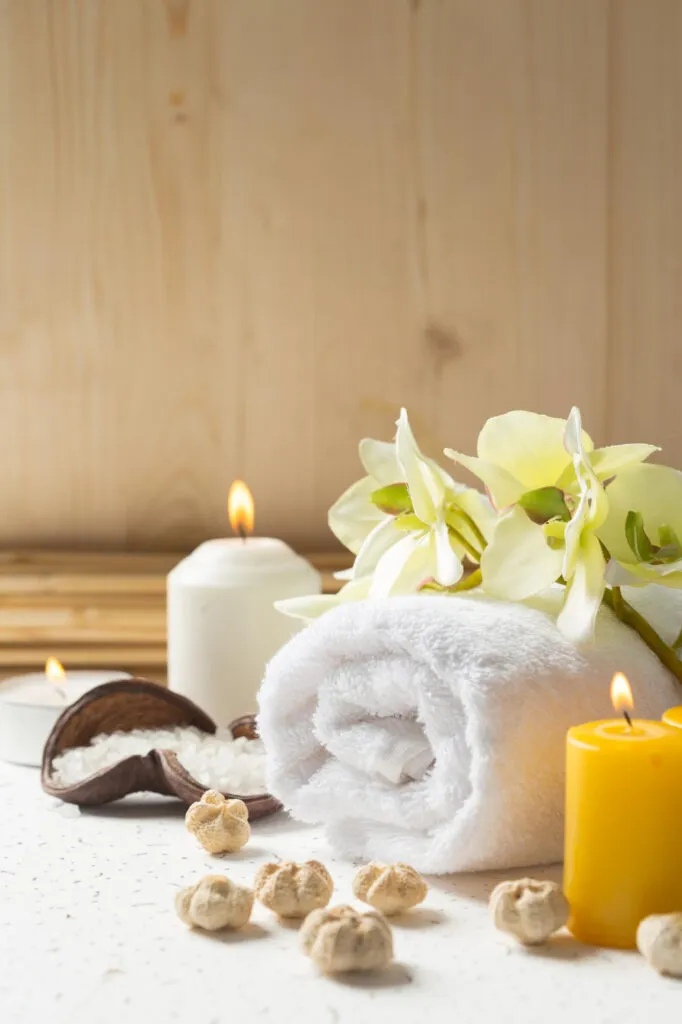 Luxury Spa Setup With Towels Candles