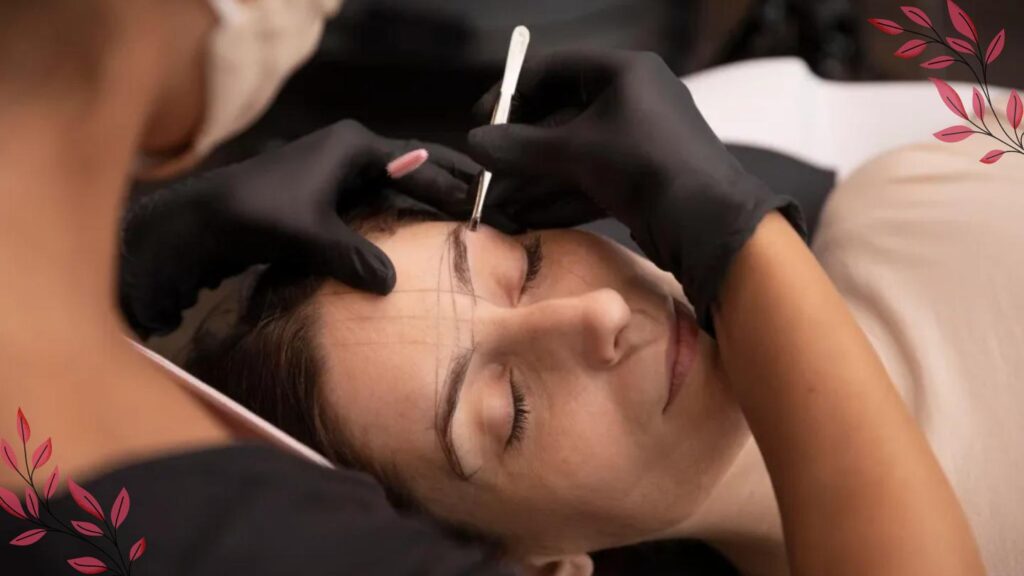 A person getting eyebrow correction done in Naperville