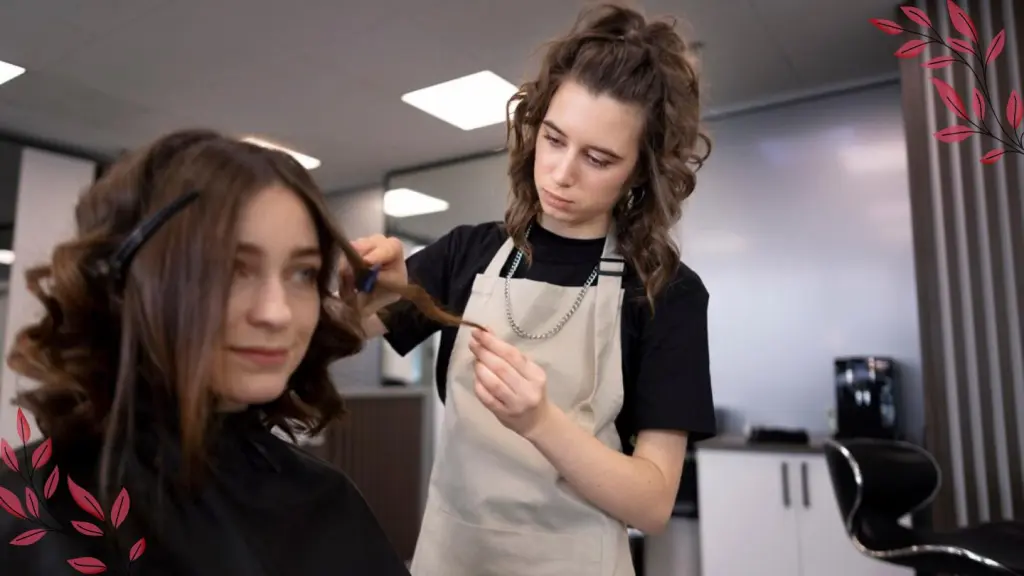 Woman Having Her Hair Styled With Curls In A Naperville Salon