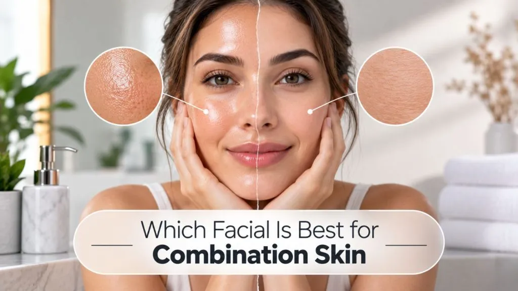 Woman Touching Face After Facial Treatment